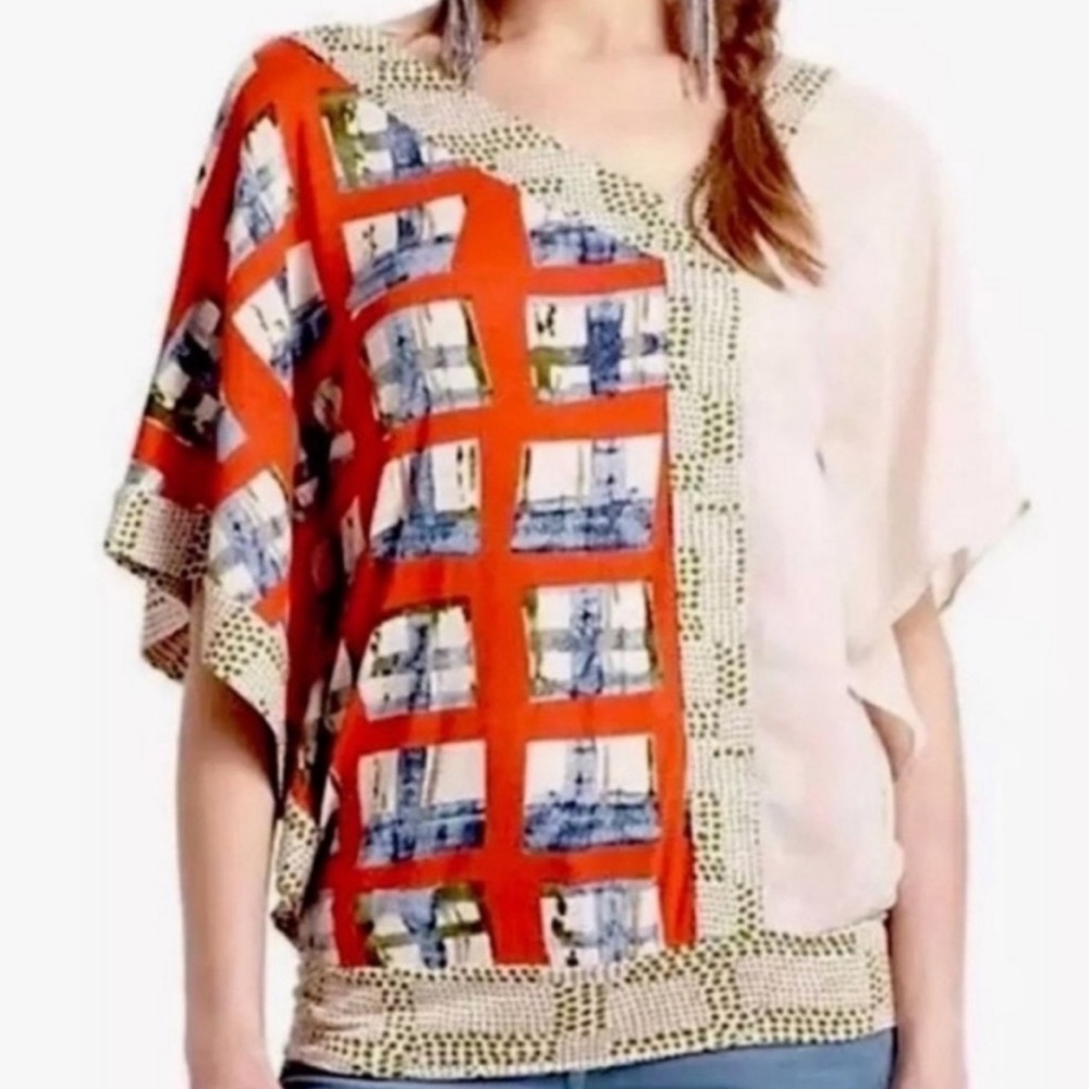 Anthropologie Askew Kimono multi printer blouse